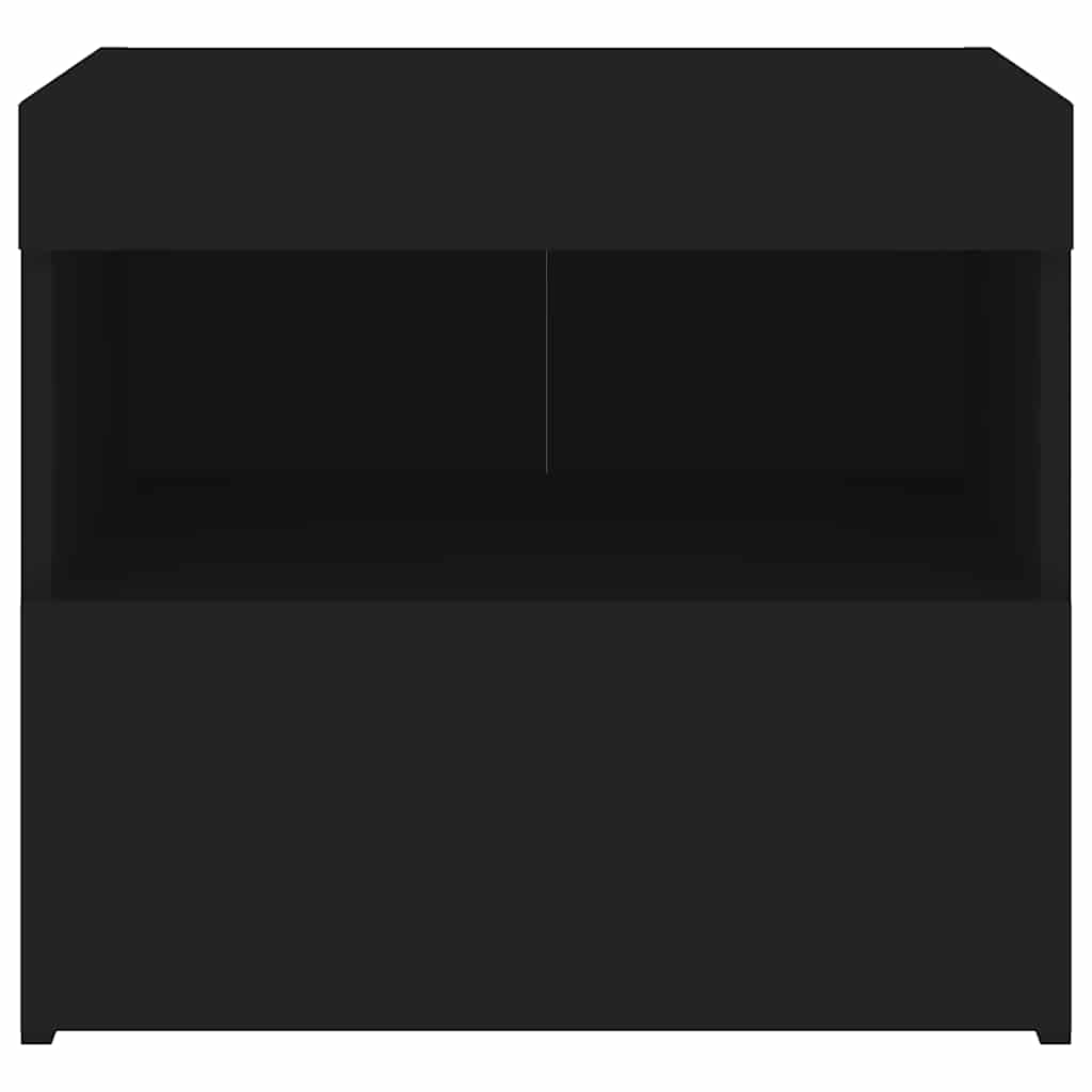 Nachttisch mit LED-Leuchten Schwarz 50x40x45 cm
